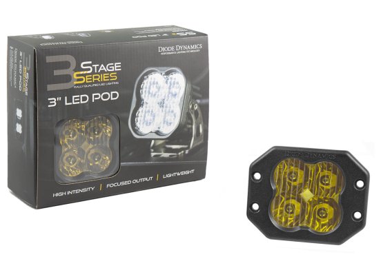 Worklight SS3 Sport Yellow SAE Fog Flush Single Diode Dynamics DD6206S