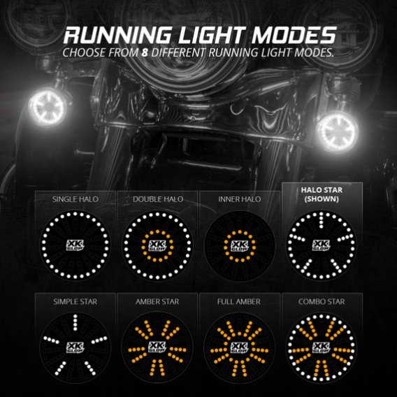 2014-2023 Harley Davidson Mototurnz Front LED Turn Signal Inserts by XK Glow - 1157 Flat Style Pa...