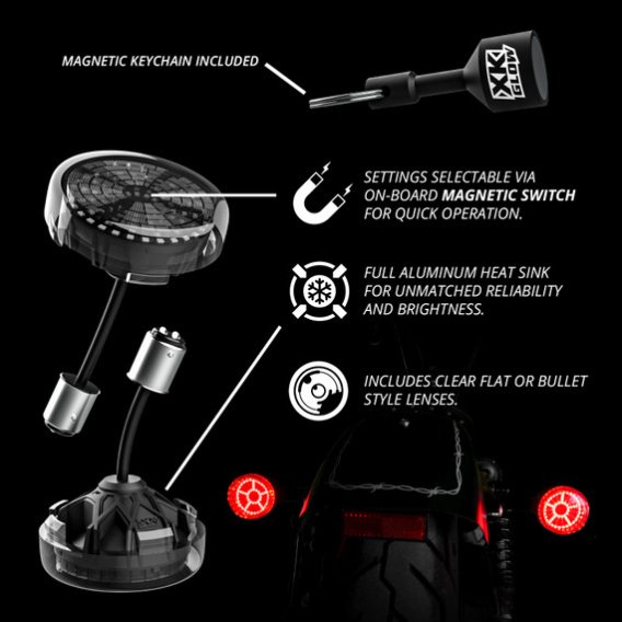 2013-2023 Harley Davidson Mototurnz Rear LED Turn Signal Inserts by XK Glow - Bullet Style Pair