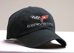 C6 Corvette Black Cotton Twill Cap with Embroidered Logo