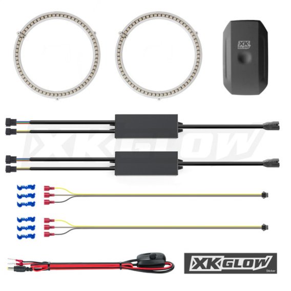 2012-2020 Jeep Wrangler XK Glow 2x120mm RGB Switchback Halo Million Color Smartphone Controlled L...