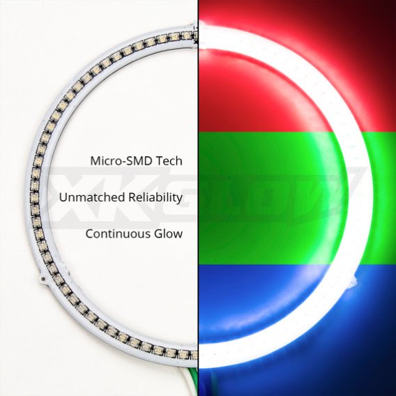 XK Glow 2X50MM RGB Switchback Halo Lights - Smartphone Controlled, Million Color Options