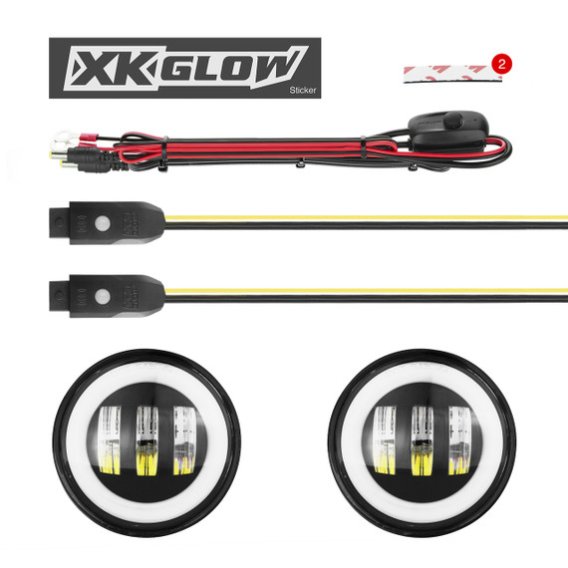 2018-2023 Jeep Wrangler XK Glow 4-Inch Black RGB LED Fog Light Kit with Bluetooth App Control
