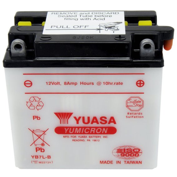 Yuasa Battery YB7L-B Conventional 12V Battery - Acid Not Included