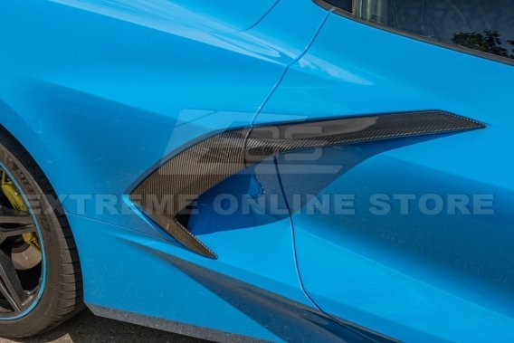 2020-2023 C8 Corvette Carbon Fiber Replacement Side Fender Vent Door Garnish Set
