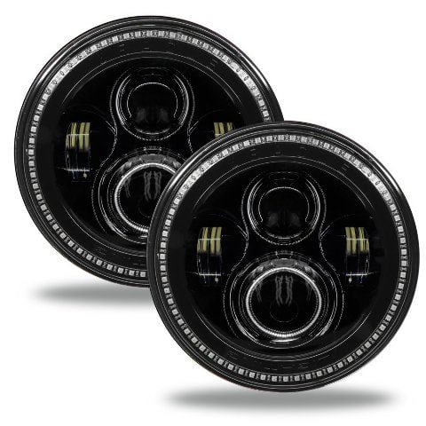 7" High Powered LED Headlights - Black Bezel - Dynamic ColorSHIFT Oracle