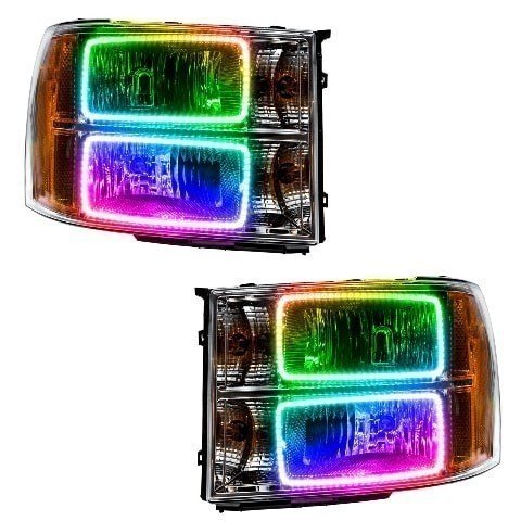 For 2007-2013 GMC Sierra SMD Headlights - Square Ring Design Oracle