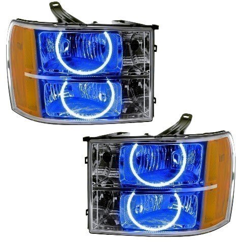 For 2007-2013 GMC Sierra SMD Headlights - Round Ring Design Oracle