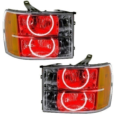 For 2007-2013 GMC Sierra SMD Headlights - Round Ring Design Oracle