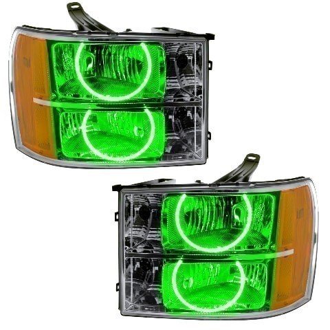 For 2007-2013 GMC Sierra SMD Headlights - Round Ring Design Oracle