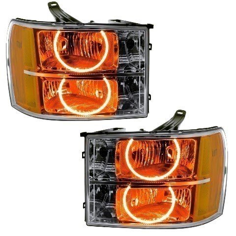For 2007-2013 GMC Sierra SMD Headlights - Round Ring Design Oracle