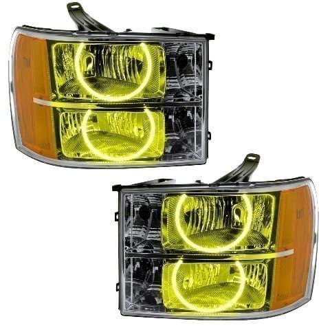 For 2007-2013 GMC Sierra SMD Headlights - Round Ring Design Oracle