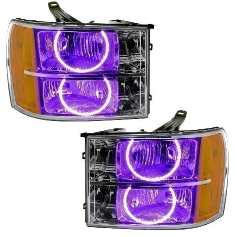 For 2007-2013 GMC Sierra SMD Headlights - Round Ring Design Oracle