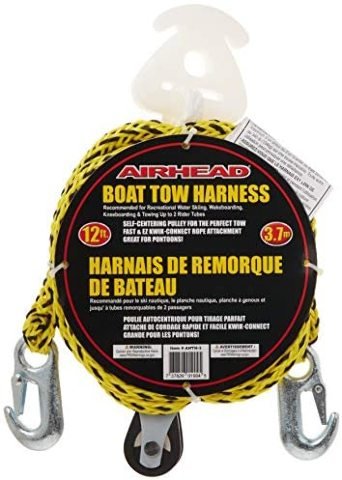AIRHEAD Self Centering Tow Harness 12ft Rope for 2 Riders Tubing Wakeboarding