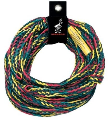 Airhead 4-Rider Tube Tow Rope 60ft with Rope Keeper - Heavy-Duty 16 Strand Design