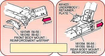 C1 1956-1958 Corvette Body Mount Reinforcement Bracket Rear Pair