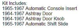 C2 1965-1967 Corvette Console Repair Kit Automatic Transmission