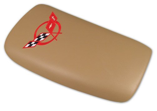C5 Corvette Embroidered Console Lid Oak with Red Logo