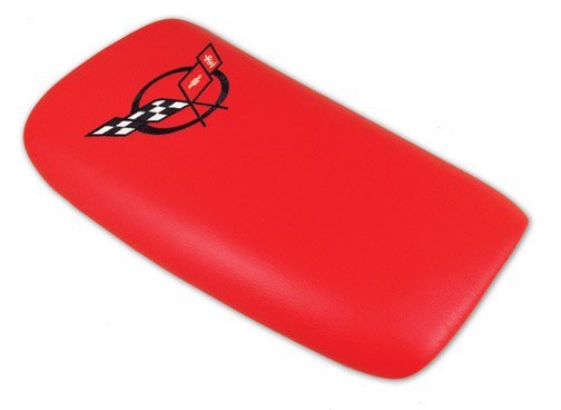 C5 Corvette Embroidered Console Lid Torch Red with Black Logo