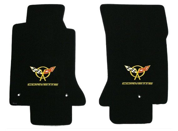 C5 Corvette Lloyd Classic Loop Front Floor Mats Double Logos Yellow