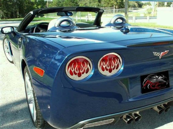 C6 Corvette Polished Stainless Flame Style Taillight Covers
