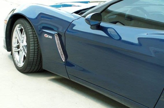 2005-2013 C6 Corvette Z06 Stainless Diamond Laser Mesh Side Vent Grilles