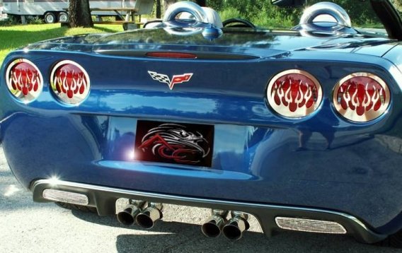 C6 Corvette Polished Stainless Flame Style Taillight Covers