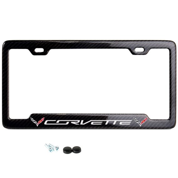 C7 Corvette Carbon Fiber License Plate Frame Logo Style