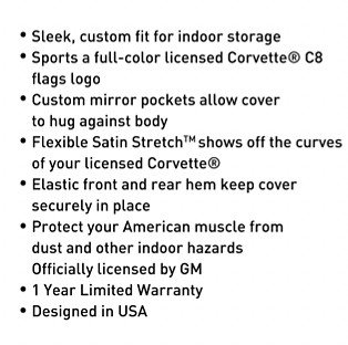 C8 Corvette Satin Stretch Indoor Car Cover w/Flags Logo