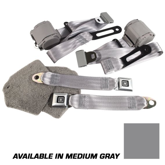 1988-1991 C4 Corvette Medium Gray Lap & Shoulder Seat Belts Single Retractor