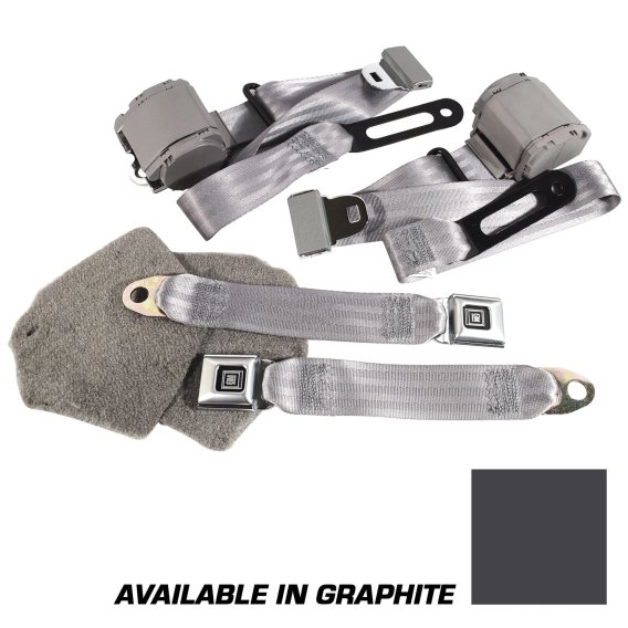 1986-1987 C4 Corvette Graphite Lap & Shoulder Seat Belts Single Retractor