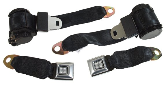 Black Lap & Shoulder Seat Belts Single Retractor For 1978-1982 Corvette