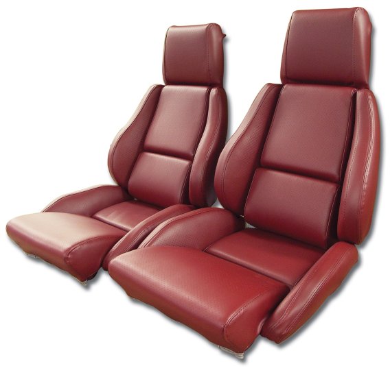 Mounted "Leather-Like" Vinyl Seat Covers Red Stn For 1984-1985 Corvette