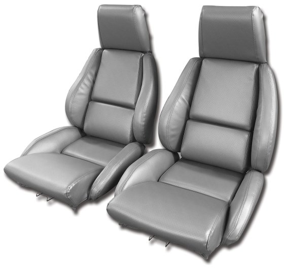 Mounted Leather-Like Vinyl Seat Covers Gray Standard For 1984-87 Corvette