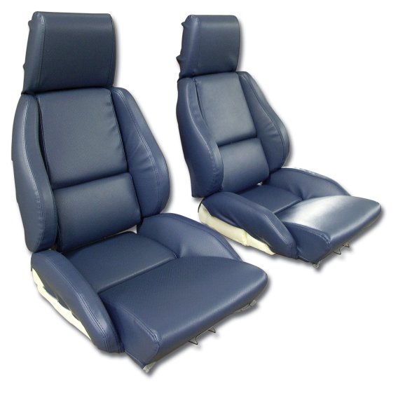 Mounted Leather-Like Vinyl Seat Covers Blue Standard For 1984-85 Corvette