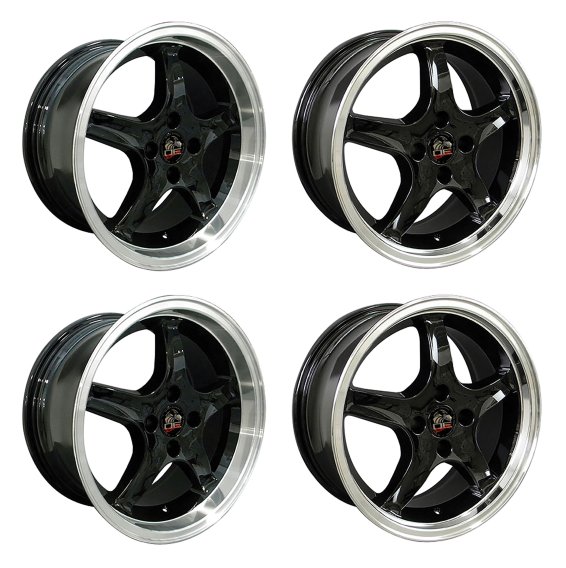 MA7866 Mounted Tire & Wheel Kit 17" Cobra R Style Anthracite W/Extensa HP Tires For 79-93 Mustang