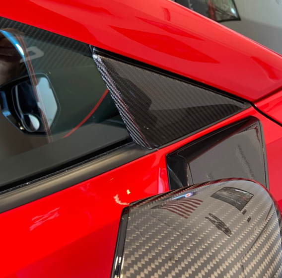 2020-2025 C8 Corvette Carbon Fiber Exterior A-Pillar Triangle Replacements
