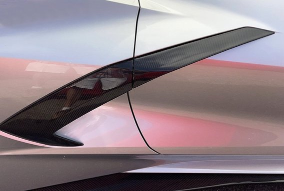 2020-2025 C8 Corvette High Gloss Carbon Fiber Radiator 2-Piece Boomerang Air Scoop Replacements
