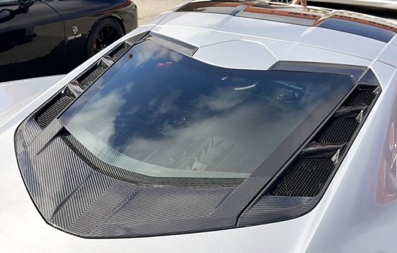 2020-2025 C8 Corvette High Gloss Carbon Fiber Rear Windshield Surround Overlay - Bottom Only