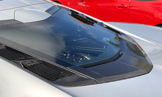 2020-2025 C8 Corvette High Gloss Carbon Fiber Rear Windshield Surround Overlay - Bottom Only
