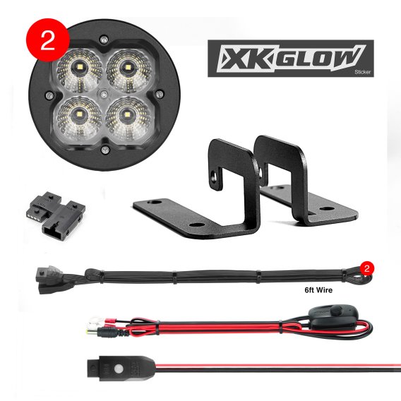 20W XK Glow Round RGB Pod Lights with Controller - Ultra Bright LED Flood Beam