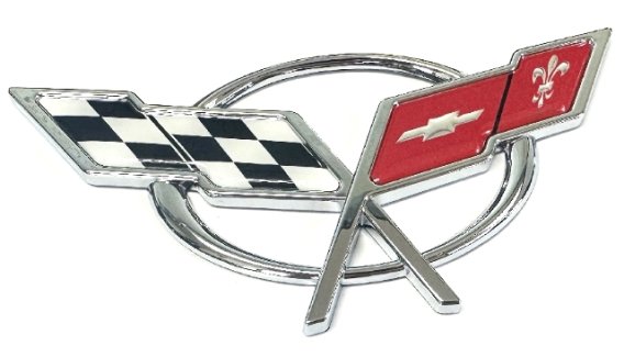 1997-2004 C5 Corvette - Chrome Crossed Flag Emblem - Fits Rear and Waterfall