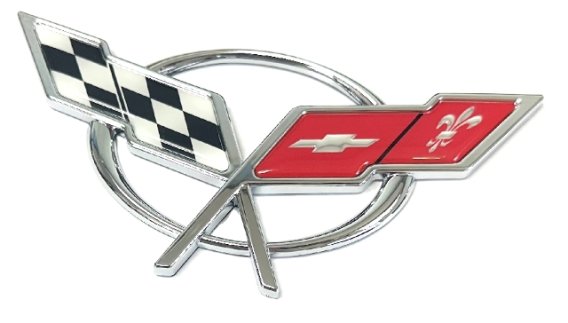 1997-2004 C5 Corvette - Chrome Crossed Flag Emblem - Fits Rear and Waterfall