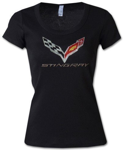 C7 Corvette Ladies Scoop Neck Rhinestone Tee