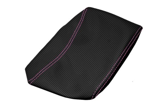 1997-2004 Corvette C5 Console Armrest PVC Carbon Fiber Cover - Pink Stitch