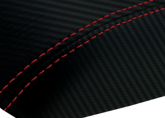 1997-2004 Corvette C5 Console Armrest PVC Carbon Fiber Cover - Red Stitch