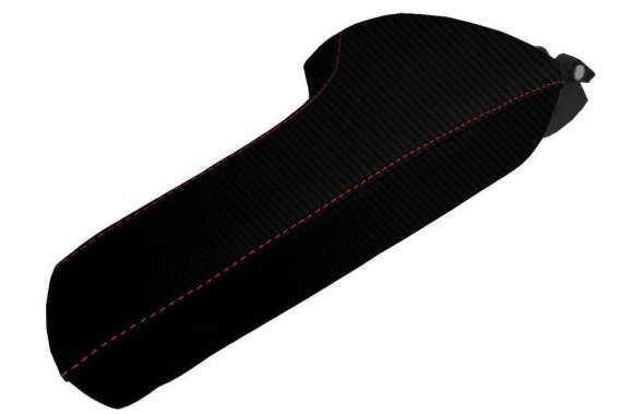 2016-2023 Camaro Console Lid Cover Carbon Fiber Red Stitch