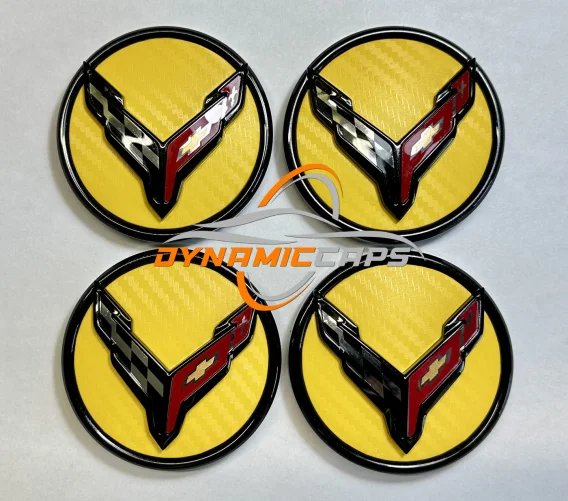 2014 - 2019 C7 Corvette Floating Center Caps (Set of 4) Custom Colors - Show Edition
