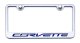 2005-2013 Corvette C6 License Plate Frame Corvette Inlay Lettering - Brushed Stainless, Choose Co...