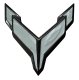 2020-2025 C8 Corvette Front Flag Emblem Full Overlay Set - Gloss Demon Black